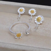 S925 Silver Chrysanthemum Earrings Pendant Ring Empty Support
